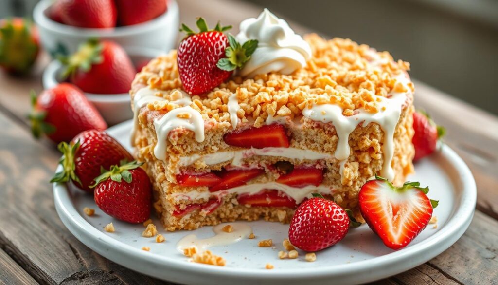 Strawberry crunch cake