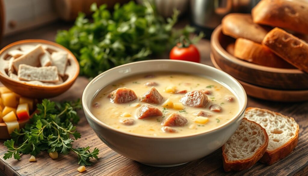 cozy potato kielbasa soup